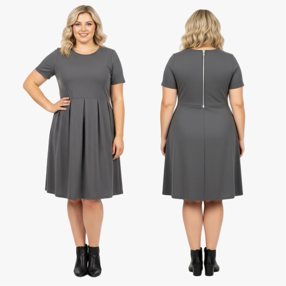 LuLaRoe Amelia Charcoal Midi Dress Plus Size 2XL